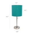 thumbnail image 3 of LimeLights Brushed Steel Stick Lamp with Charging Outlet and Fabric Shade 2 Pack Set, 3 of 7
