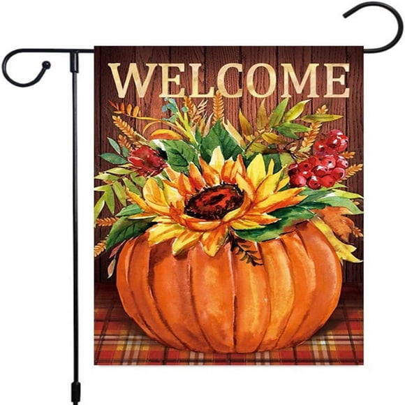 Drapeau de Jardin Action de Grâce Halloween Festival Bannière de Cour Double Face Suspension Extérieure Décoration Paysage Pendentif