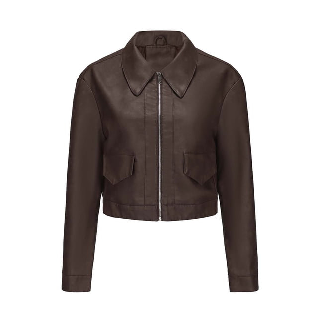 LOVZFMLL Vestes pour Femmes Couleur Unie Courte Mince Veste en Cuir à Manches Longues Veste Décontractée à Manches Longues Veste Décontractée à Capuche