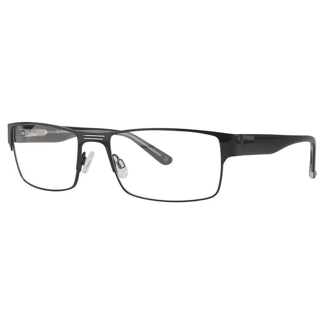 Randy Jackson 1055 Monture de Lunettes Noires pour Homme avec une Forme Rectangulaire Audacieuse en Métal Noir, Pont Barre Découpé double et Mince unique, Plaquettes de Nez Ajustables et Branches Minces, Taille 57-18-145, Conçue pour le Soin des Yeux des Hommes Adultes.