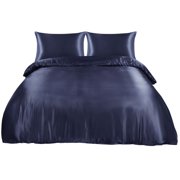 Unique Bargains Satin Duvet Cover Set 3 Piece and Pillow Sham Set