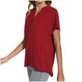 thumbnail image 3 of Timegard Womens Cotton Linen Tops Short Sleeve V-Neck Solid Color Lightweight Casual Loose Top Basic Tee, 3 of 5