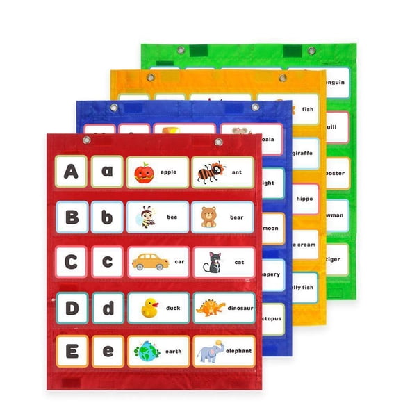 ziyahi Magnetic Pocket Chart Double-Sided chart wall scheduling pocket daily hanging Hanging dry erase cards bag Schedule Pocket Chart Green