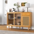 thumbnail image 2 of Costway Buffet Bahut Armoire Console en Rotin avec Portes Coulissantes Tiroir de Rangement, 2 of 10