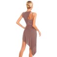 thumbnail image 2 of Aislor Robe de Danse Latine Salsa de Salle pour Femmes, Robe à Ourlet Asymétrique en Patchwork de Maille Transparente, Tenue de Danse, Brun, P, 2 of 7