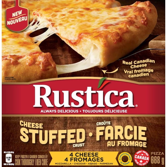 Rustica Stuffed Crust 4 Cheese Pizza 668 G Frozen, RUSTICA Stuffed Crust 4 Cheese Pizza