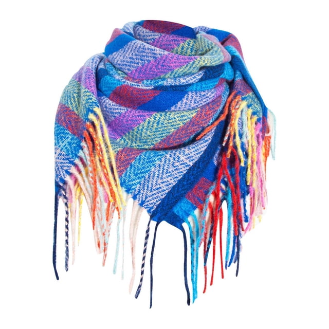 Penkiiy Foulard pour Femmes Mode Hiver Femmes Foulard Colorée Foulard Décontractée à Franges Châle B Foulard