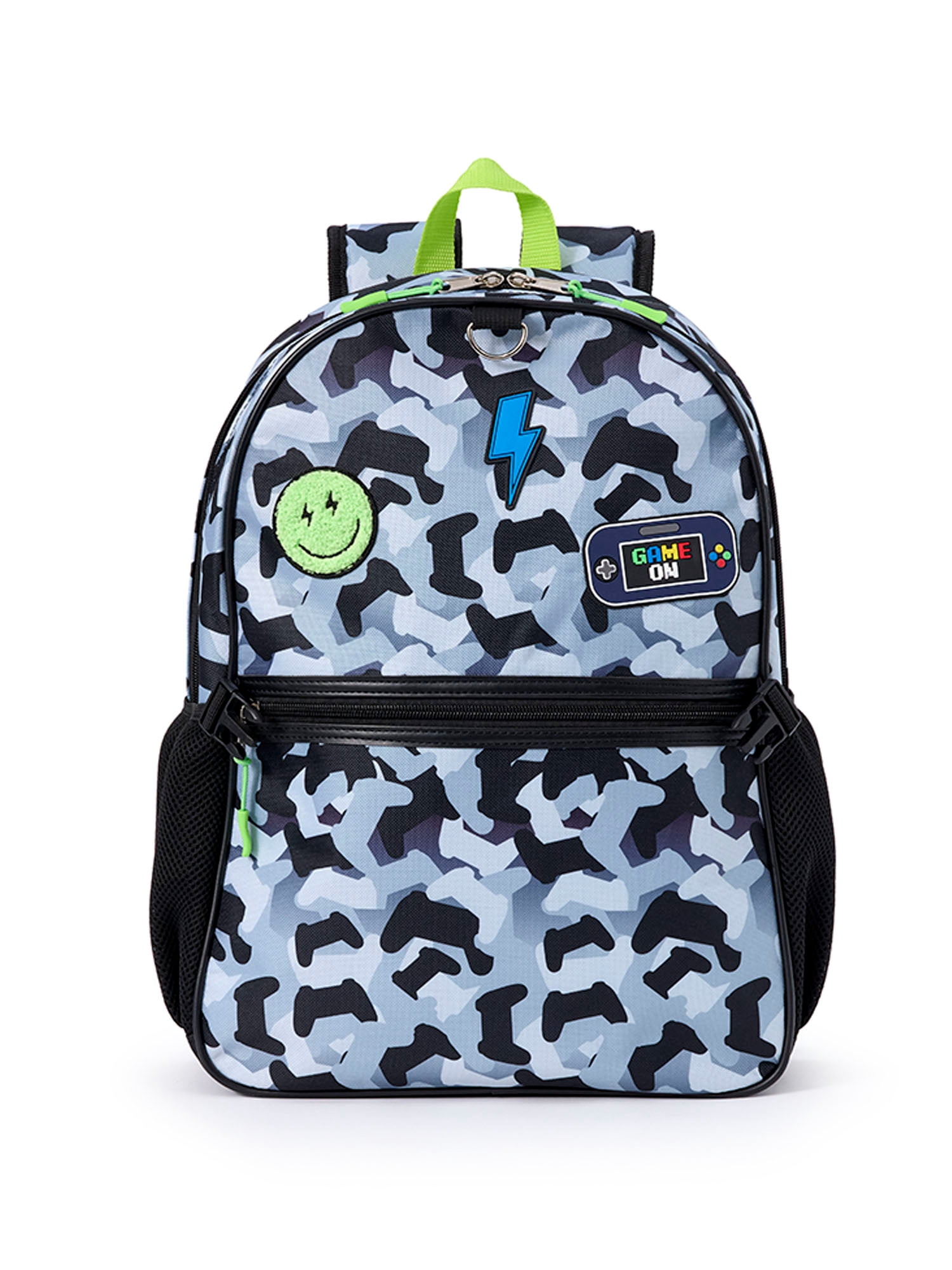 Schoolyard Vibes Camo Gamer 17" 3 Piece Backpack Set with Headphones and Kids Lunch Box, Back to School Supplies
