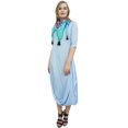 thumbnail image 2 of Bimba Robe Longue à Drapé pour Femme Bleu Ciel avec Foulard à Franges Imprimée-8, 2 of 6