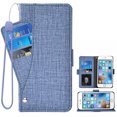 thumbnail image 1 of Wallet Case for iPhone 6 Plus 6s Plus, Blocking Card Slot Stand Shockproof TPU Interior Case PU Leather Magnetic Protect Flip Cover Compatible with iPhone 6 Plus 6s Plus, Blue, 1 of 5