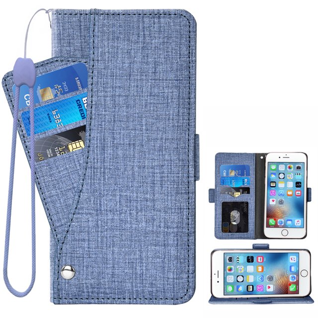 Wallet Case for iPhone 6 Plus 6s Plus, Blocking Card Slot Stand Shockproof TPU Interior Case PU Leather Magnetic Protect Flip Cover Compatible with iPhone 6 Plus 6s Plus, Blue