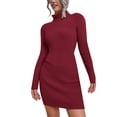 thumbnail image 1 of WTXUE Robe à Manches Longues, Robe Chandail Tricotée à Col Roulé pour Femmes Automne Hiver à Manches Longues, Robes Rouges pour Femmes, Rouge TG, 1 of 4