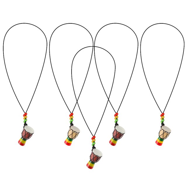 5Pcs Creative African Drum Design Necklace Personalized Drum Pendant Necklace