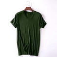 thumbnail image 4 of JDQJBZ Mens Solid Color V Neck Short Sleeve Sleepshirt Casual Pajama Top, 4 of 4