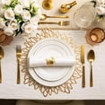 thumbnail image 2 of Yhmxh Gold Metallic Round Placemats Bulk Pressed Vinyl Leaf Dinning Kitchen Table Mats Decorations Setting Place Mats for Christmas Wedding Thanksgiving Party Event Holiday Autumn Harvest, 2 of 7