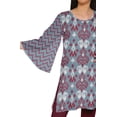thumbnail image 4 of Moomaya Printed Indian Short Kurti Dress Poly Crepe Tunic Round Neck Mini Dress, 4 of 5