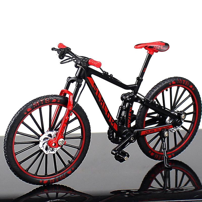 Jinsinto mini 1:10 Alloy Bicycle Scale Model Dasktop Simulation Ornament Finger Mountain Bikes Toy,Red