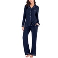 thumbnail image 4 of Ensembles de Pyjamas pour Femmes en Modal à Manches Longues Vêtements de Nuit Bleu Marine G, 4 of 4