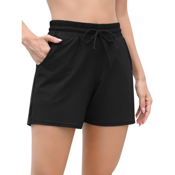 Charmo Women Swim Shorts Elastic Waistband Boardshorts Boyleg Built-in Brief Swimsuit Bottoms
