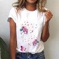 thumbnail image 2 of T-shirts d'Été Décontractés pour Femmes, Col Rond, Manches Courtes, T-Shirt Graphique Tendance, Basique, Confortable, Coupe Ample, Chemisiers pour Femmes, Chandail, 2 of 6