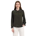 thumbnail image 1 of INSPIRE CHIC Chemises de Travail pour Femmes à Volants Doux Col Peter Pan Boutonnées m Vert Armée, 1 of 6