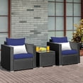 thumbnail image 3 of Patiojoy 3PCS Patio Rattan Furniture Conversation Set with 2 Cushioned Sofas & Coffee Table for Outdoor Navy, 3 of 10