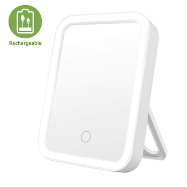 Portable LED Makeup Mirror- 3 Color Lighting Modes Light Up Mirror 1X Magnification Tabletop Cosmetic Make Up Mirror