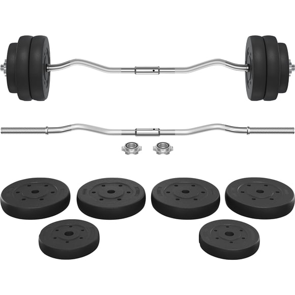 Yaheetech 66 lb Barbell Weight Set with Plates and Star Locks for Strength Training, Black