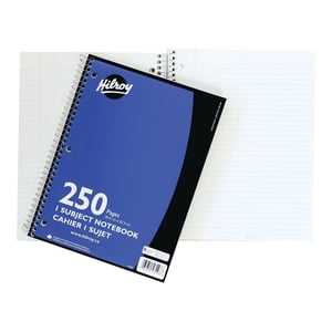 Hilroy® Coil Notebooks 3 Hole with Margin 1 Subject, 10-½ X 8, 250 Pages