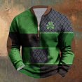 thumbnail image 2 of Penkiiy St Patricks Day Shamrock Patch Chest Print 1/4 Zip Sweatshirt S Green, 2 of 5