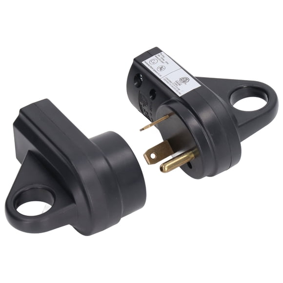 RV 30 Amp Replacement Electrical Connector Kit: Male Plug & Female Receptacle Set with Ergonomic Grip Handle, Brass Conductive Core, UV-Resistant Polycarbonate Housing, Secure Cable Strain Relief for