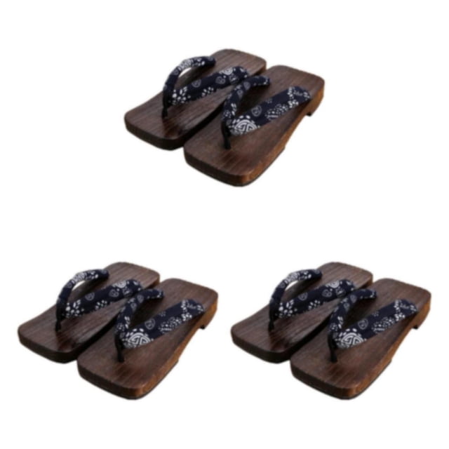 maskred Japanese Clogs Slippers Geta Sandals Flops for Men Women Fashionable and Versatile Blue Square Size 45 3Set