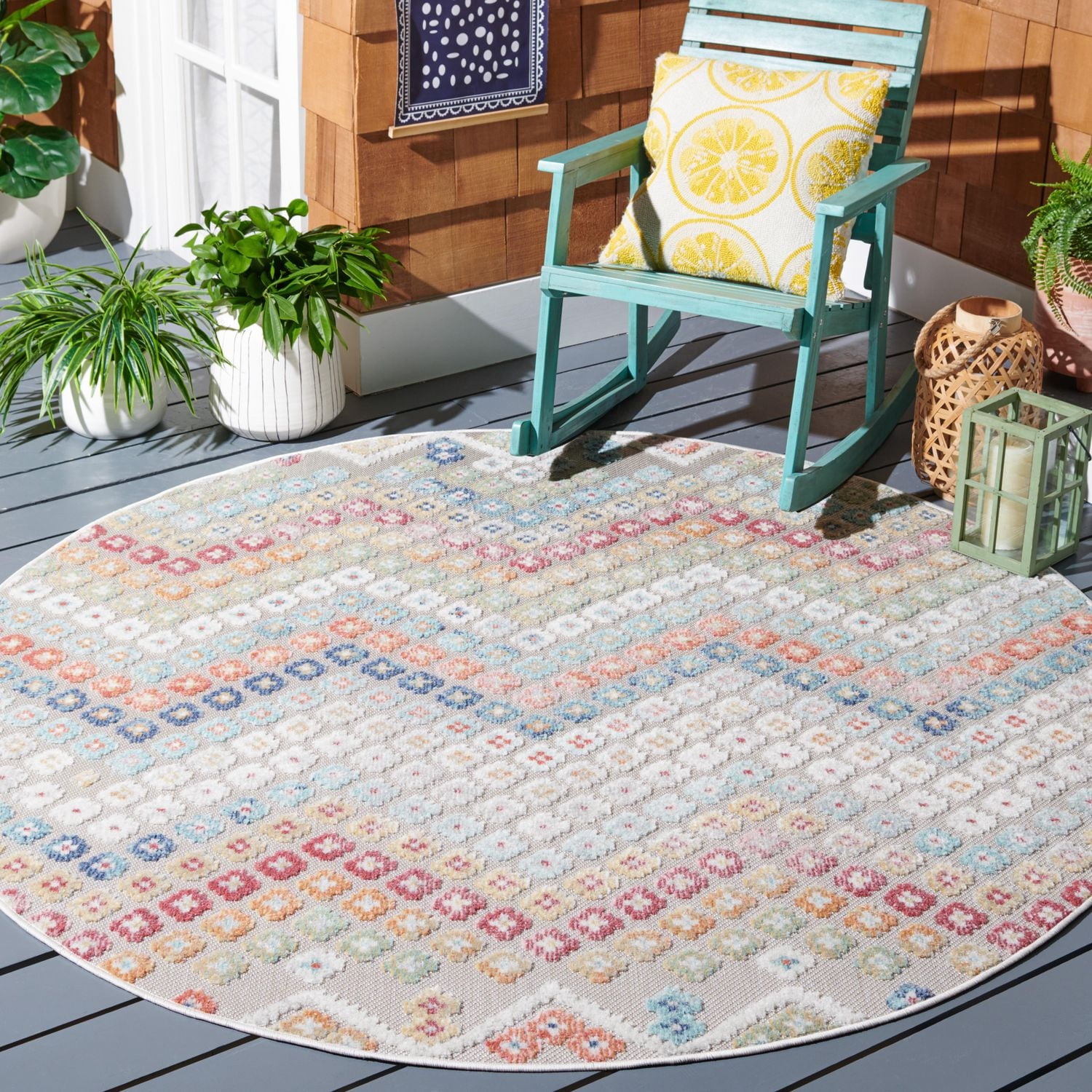 SAFAVIEH Cabana Aurora Floral Indoor/Outdoor Area Rug