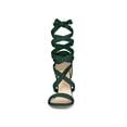 thumbnail image 2 of BLISSFUL STEP Women's Sandals Solid Color Mid Block Heels Lace up Sandals Green 8, 2 of 8