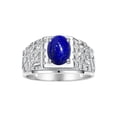 thumbnail image 1 of RYLOS Men's Rings Sterling Silver Designer Nugget Ring Oval 9X7MM Gemstone & Diamonds  Lapis Lazuli September Birthstone Rings For Man Size 11, 1 of 7