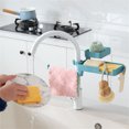 thumbnail image 2 of serony Faucet Sponge Holder Kitchen Bathroom Countertop Washing Towel Storage Rack Sink Space Saving Washcloth Organizer Shelf Blue, 2 of 9