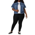 thumbnail image 2 of GRACE & GRANDEUR Women's Plus Size Fall Button Down Crop Jean Trucker Denim Jacket, 2 of 6