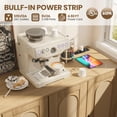 thumbnail image 4 of Buffet Cabinet with Charging Station, 47.4" Farmhouse Sideboard with Rattan Doors and Adjustable Shelves for Kitchen, Living Room, and Hallway, 4 of 8
