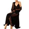 thumbnail image 4 of MeetoTime Pyjama pour Femmes Robe Aguichant Robe en Satin Dentelle Patchwork Nuisette à Manches Longues Camisole Ensemble de Chemise de Nuit, 4 of 8