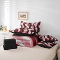 thumbnail image 4 of Erosebridal Salmon Geometry Bedding Sets Queen Size, Abstract Ombre Comforter Sets with Sheets, Stripes Artwork Reversible Bed Sheets Set, Ultra Soft Room Decor, 7pcs, 4 of 6