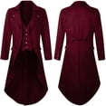 thumbnail image 1 of Gspmoly Mens Sweatshirt, Mens Gothic Solid Color Top Steampunk Medieval Tailcoat Uniform Performance Suit Lapel Jacket Going Out Tops Holiday Deals, 1 of 4