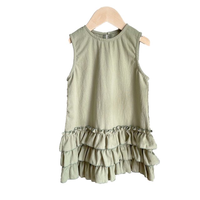 Qudderr Robes d'Été pour Bébés Filles Robe Décontractée à Volants Robe en Coton Lin pour Tout-Petits 6 Mois - 6 Ans