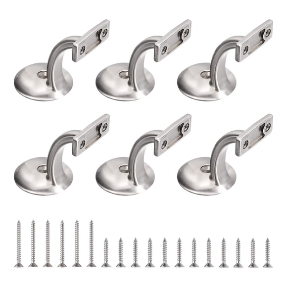 Uxcell Anti-Rust Hand Rail Bracket, Hand Stairway Railing Brackets for Home Stair Support, 6Pcs, Brushed Satin Nickel