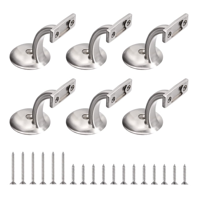 Uxcell Anti-Rust Hand Rail Bracket, Hand Stairway Railing Brackets for Home Stair Support, 6Pcs, Brushed Satin Nickel