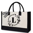 thumbnail image 2 of MesaSe Sac à Main en Toile Mode pour Femmes Imprimé Lettres Fleurs Couleur Frappé Portable, 2 of 6