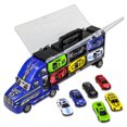 thumbnail image 1 of Transporteur de Voiture de Course pour Semi-Remorque Moulée sous Pression 7 Pcs, Transporteur Auto - Bleu, 1 of 8
