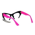 thumbnail image 2 of Unique Crop Bottom Retro Cat Eye Clear Lens Eye Glasses Black Pink, 2 of 4