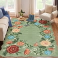 thumbnail image 2 of Garvee 8'x10' Floral Area Rugs, Washable Boho Rugs Ultra Soft Print Carpet, Non-Slip Low Pile Rug Stain Resistant Distressed Indoor Rugs for Living Room Bedroom Dining Room, Green, 2 of 9