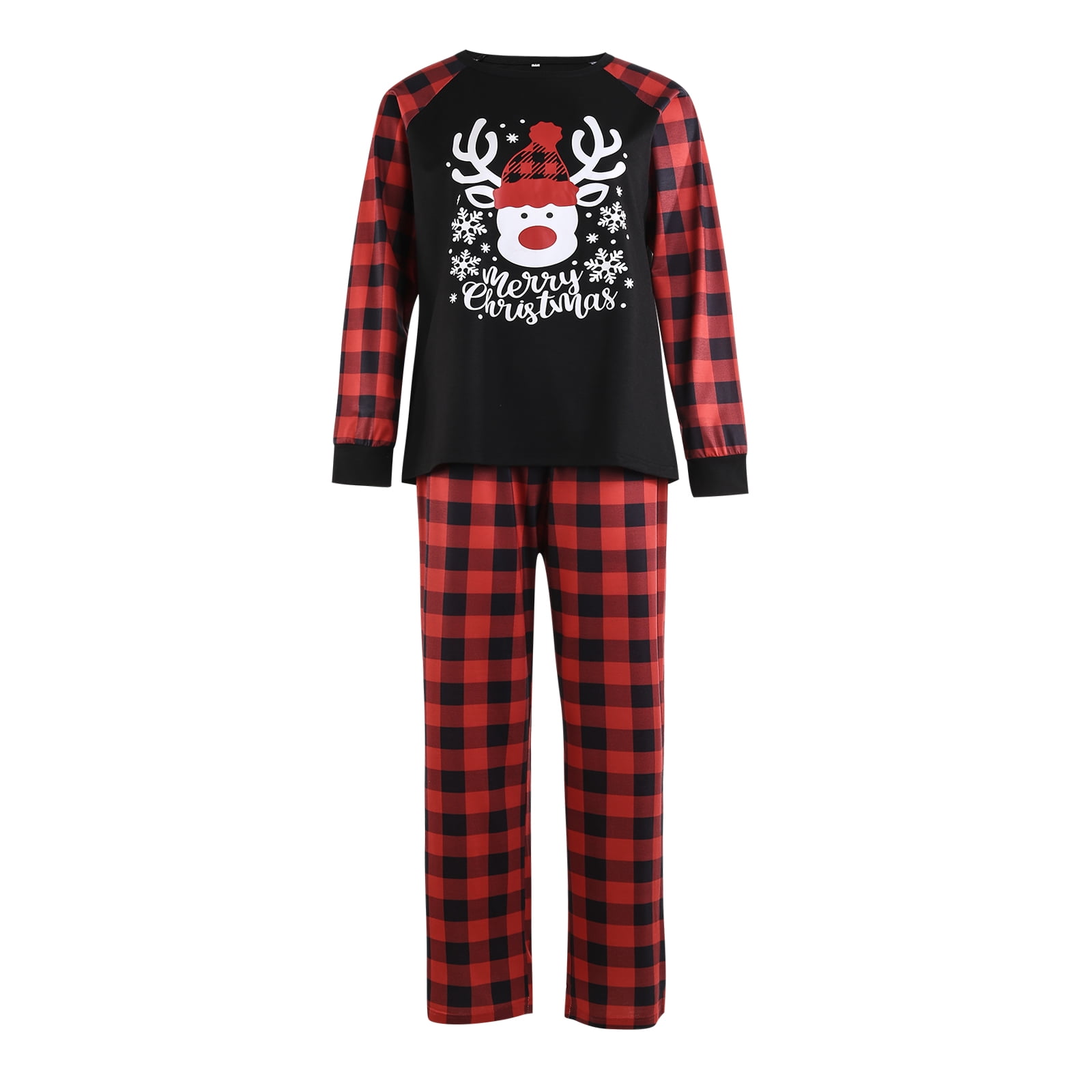 xiaxaixu Hauts Imprimés Faon et Pantalons à Carreaux Pyjamas Parent-Enfant