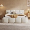 thumbnail image 3 of Platform Bed, Plush Boucle Fabric Upholstered Bed,,White, 3 of 19